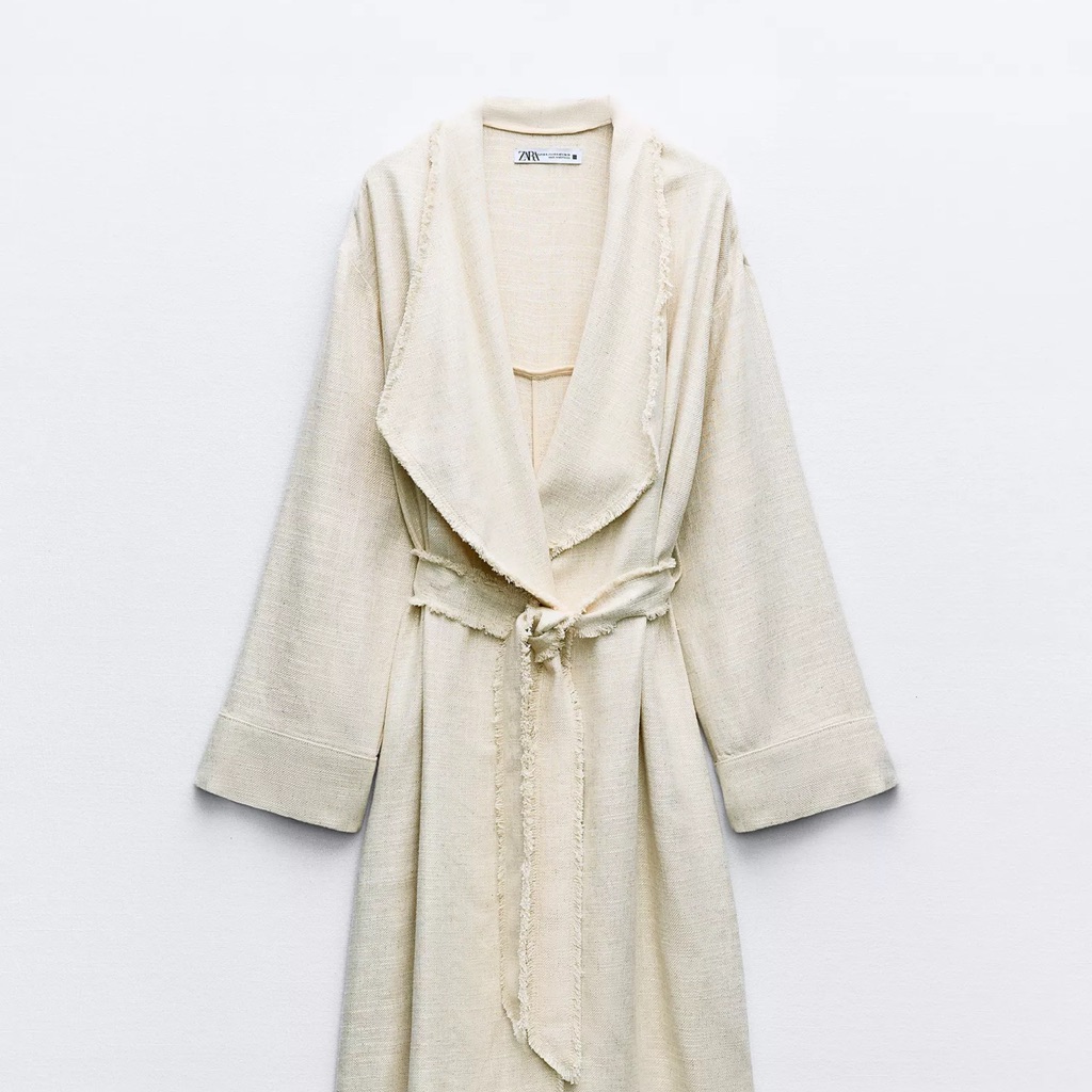 Zara Cream Textured Robe